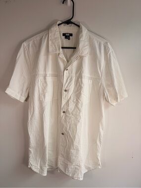 PAIGE Men's White Short-Sleeve Button-Down Camp Shirt